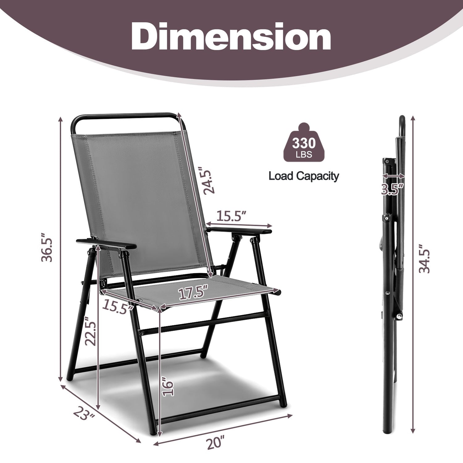 Sillones plegables de exterior con reposabrazos y respaldo