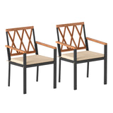 Juego de 2 sillas de comedor para patio con cojines acolchados extraíbles