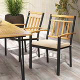 Juego de 2 sillas de comedor para patio con cojines acolchados extraíbles