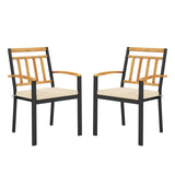 Juego de 2 sillas de comedor para patio con cojines acolchados extraíbles