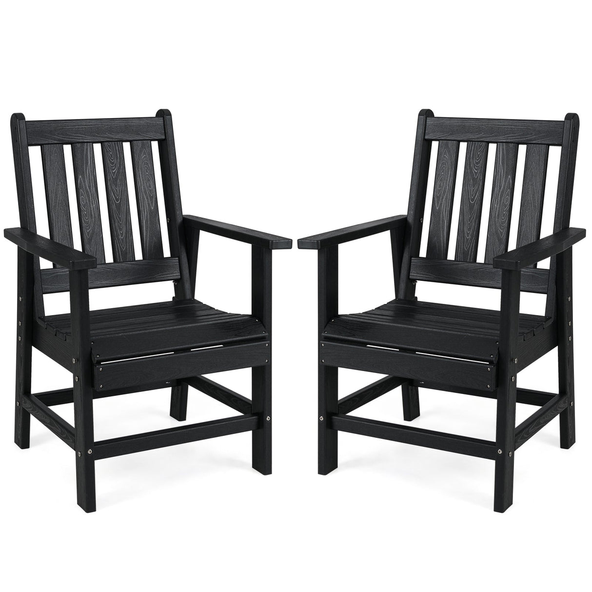 Set of 2 Patio Dining Chairs with Wide Armrests
