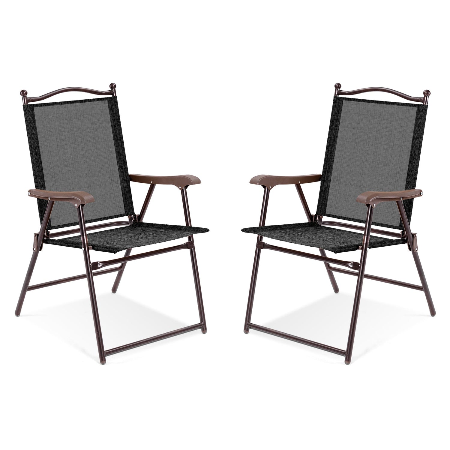 Set of 2 Patio Folding Sling Back Camping Deck Chairs