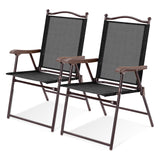Set of 2 Patio Folding Sling Back Camping Deck Chairs