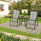 Juego de 2 sillas plegables de patio tipo sling, que ahorran espacio, para comedor, gris