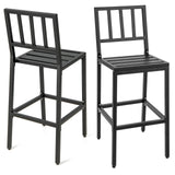 Juego de 2 sillas de bar para patio con cojín desmontable y reposapiés - Rayas verticales