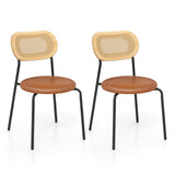 Set of 2 Rattan Dining Chair with Metal Legs