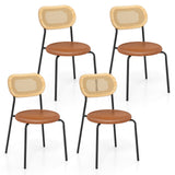Set of 2 Rattan Dining Chair with Metal Legs