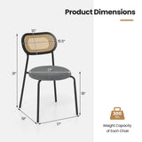 Set of 2 Rattan Dining Chair with Metal Legs