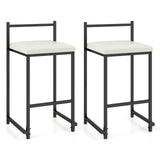 Juego de 2 taburetes de bar apilables de altura de mostrador tapizados en cuero de PU con reposapiés - Negro