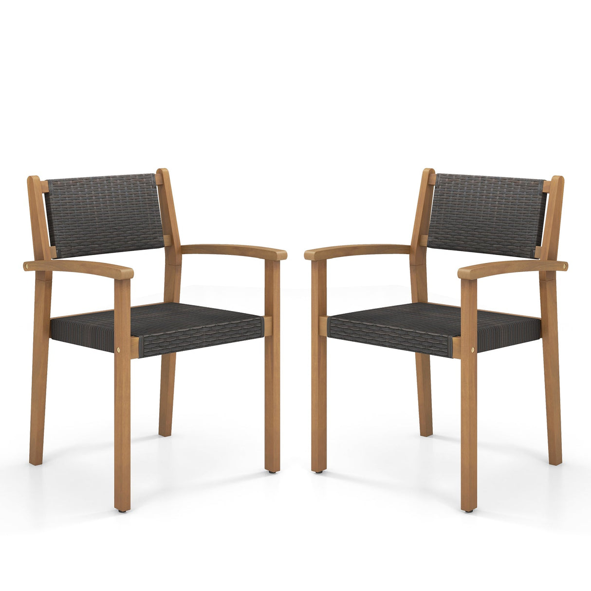 Juego de 2 sillas de comedor apilables de mimbre para exterior