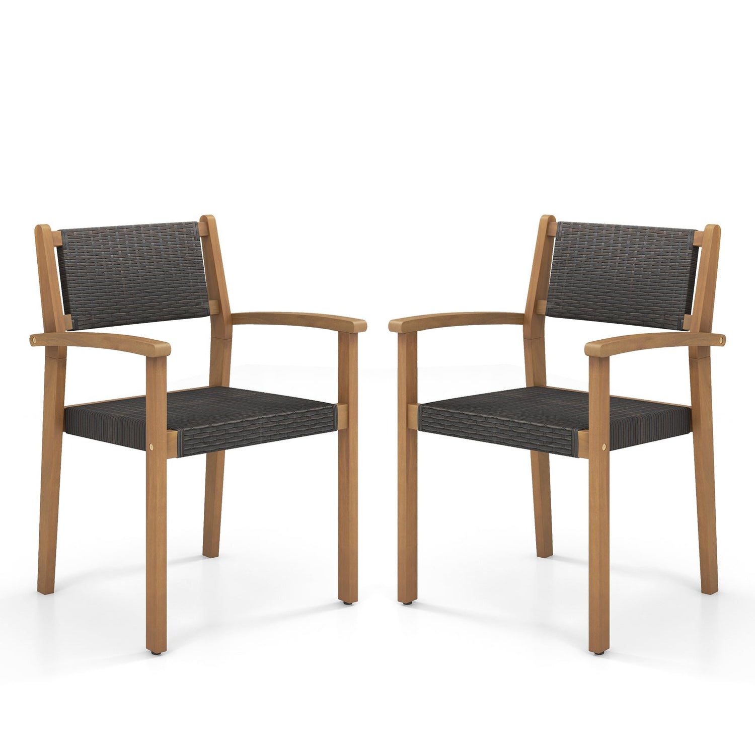 Juego de 2 sillas de comedor apilables de mimbre para exterior