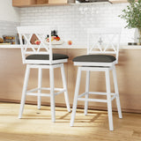 Set of 2 Swivel Bar Stools Counter Height Barstools with Backrest Upholstered Seat Cushion