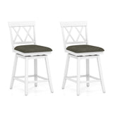 Set of 2 Swivel Bar Stools Counter Height Barstools with Backrest Upholstered Seat Cushion