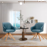 Juego Moderno Leathaire de 2 Sillones Giratorios con Patas de Madera de Haya