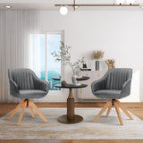 Juego Moderno Leathaire de 2 Sillones Giratorios con Patas de Madera de Haya