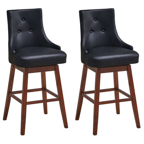 2 taburetes tapizados giratorios de 29 pulgadas de altura de pub con patas de madera - 29 pulgadas