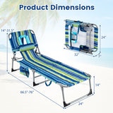 Set of 2 Tanning Chair Portable Chaise Lounge Chair with 4-Position Adjustable Backrest
