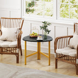 Set of 2 Triangle Coffee Table Oval with Metal Legs