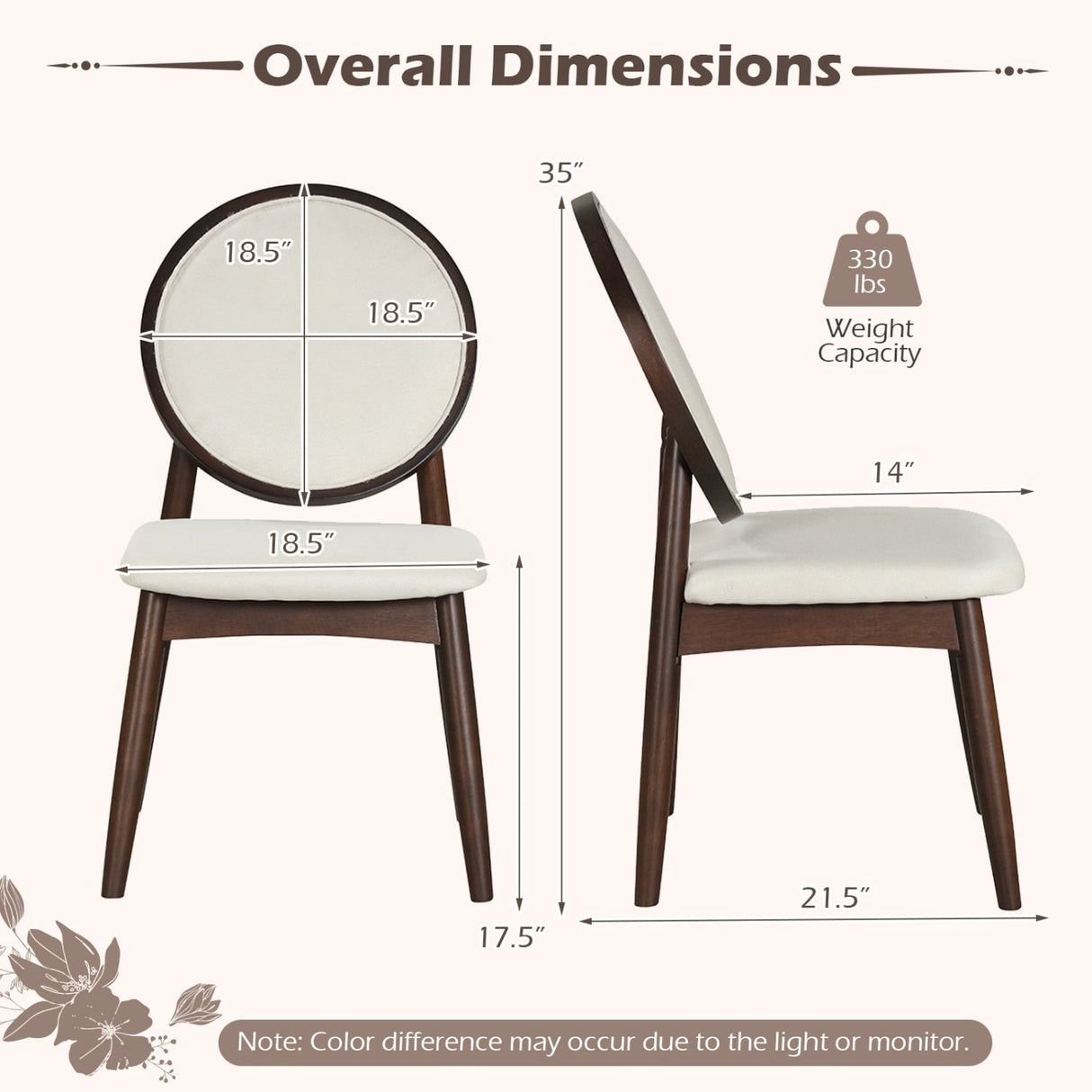Juego de 2 sillas de comedor tapizadas en lino con asiento acolchado