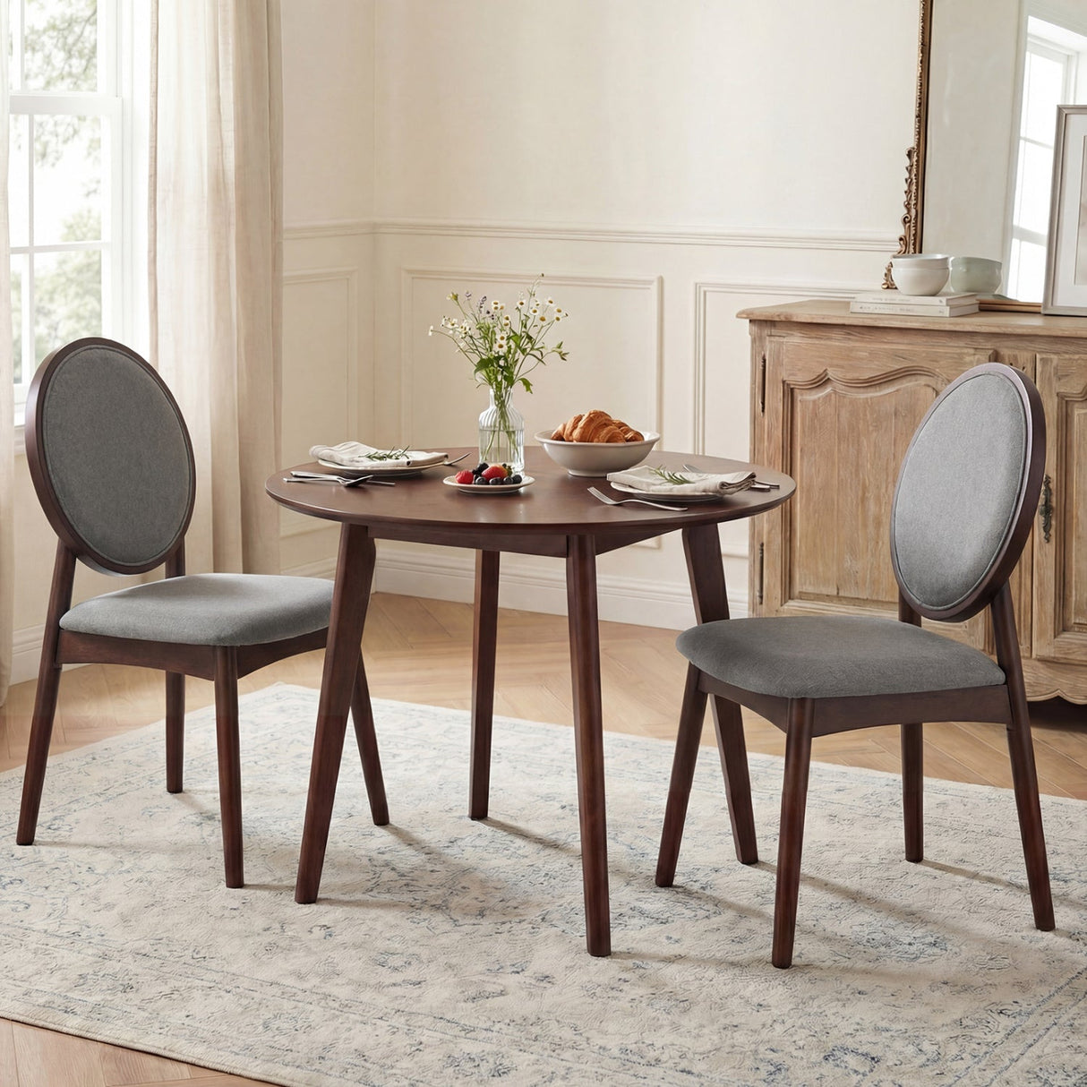 Juego de 2 sillas de comedor tapizadas en lino con asiento acolchado