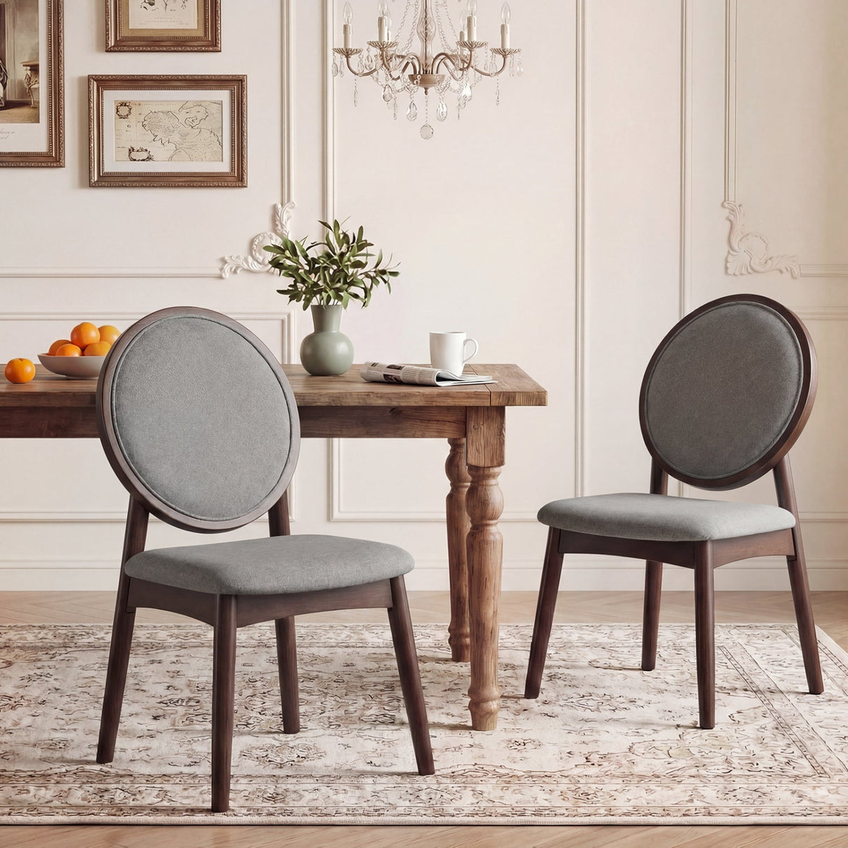 Juego de 2 sillas de comedor tapizadas en lino con asiento acolchado