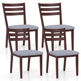Juego de 2 sillas de cocina tapizadas sin brazos con estructura de madera maciza de caucho