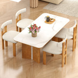 Juego de 2 sillas de comedor tapizadas para cocina con asiento acolchado - Natural