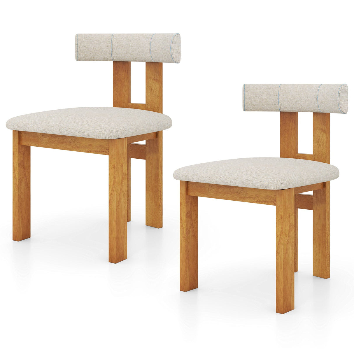 Juego de 2 sillas de comedor tapizadas para cocina con asiento acolchado - Natural