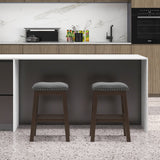 Juego de 2 taburetes de bar de 24.5 pulgadas de altura de mostrador con asiento acolchado - Gris