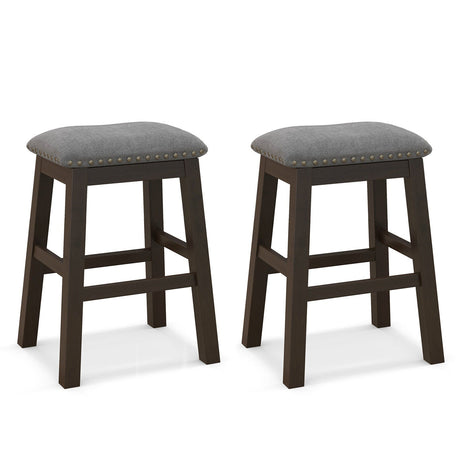 Juego de 2 taburetes de bar de 24.5 pulgadas de altura de mostrador con asiento acolchado - Gris