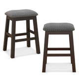 Juego de 2 taburetes de bar de 24.5 pulgadas de altura de mostrador con asiento acolchado - Gris