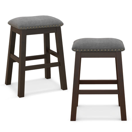 Juego de 2 taburetes de bar de 24.5 pulgadas de altura de mostrador con asiento acolchado - Gris