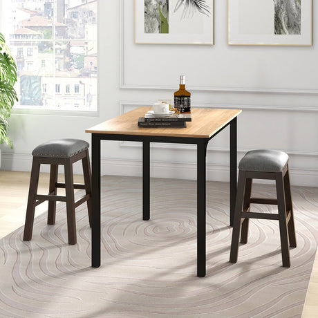Juego de 2 taburetes de bar de 24.5 pulgadas de altura de mostrador con asiento acolchado - Gris