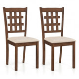 Set of 2 Wood Kitchen Chairs with Faux Leather Upholstered Seat