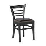 Set of 2 Wooden Dining Chair with Rubber Wood Legs for Restaurant