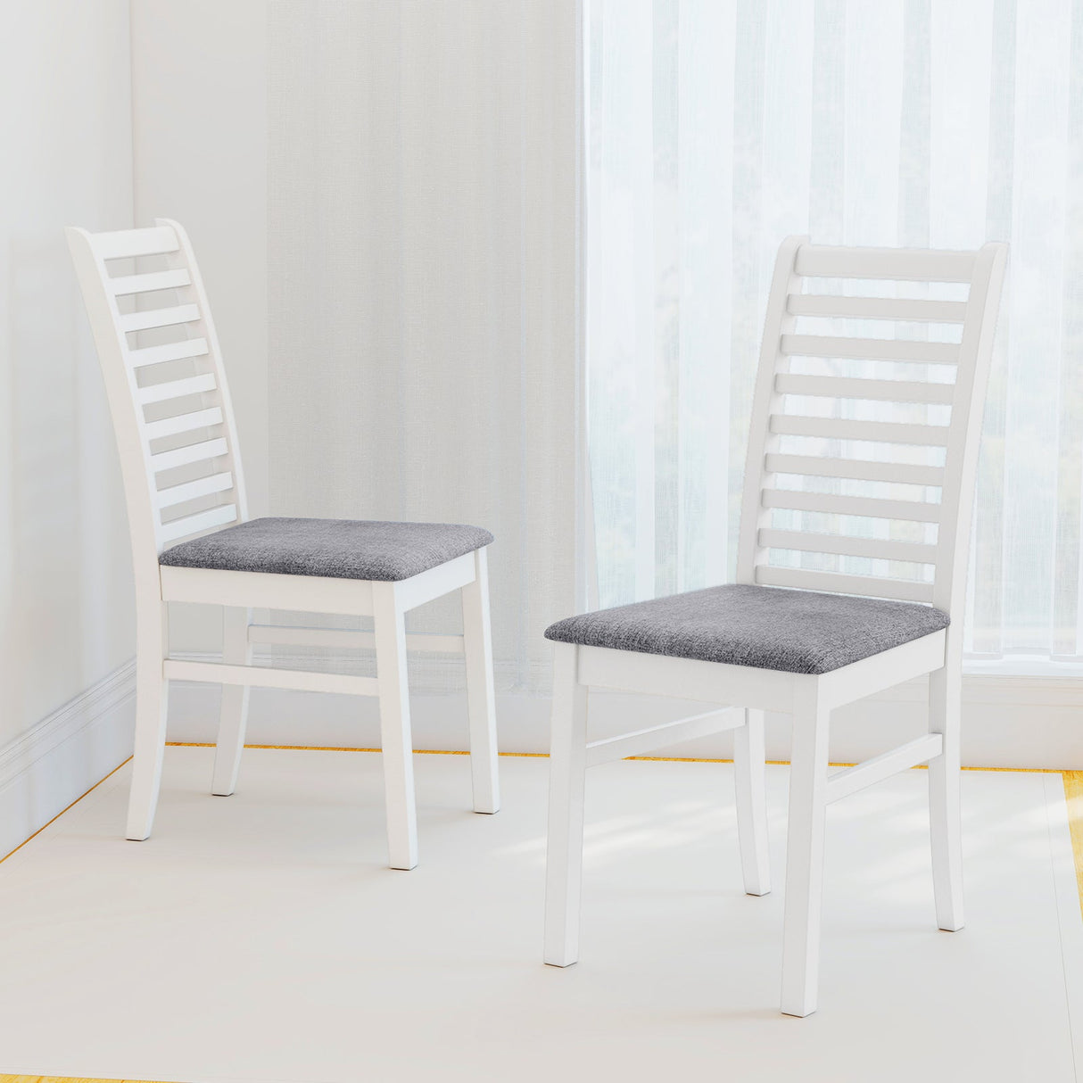 Juego de 2 sillas de comedor de madera con patas de madera de caucho para sala de estar