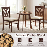 Set of 2 Wooden Dining Chairs Upholstered with Hollowed Backrest and Soft Padded Seat