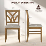 Set of 2 Wooden Dining Chairs Upholstered with Hollowed Backrest and Soft Padded Seat