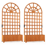 Juego de 2 jardineras elevadas de madera con celosía, jardinera exterior de 71", pantalla de privacidad
