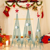 Juego de 3 árboles de Navidad en forma de torre de 90/105/120 cm con estrellas extraíbles