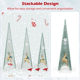 Juego de 3 árboles de Navidad en forma de torre de 90/105/120 cm con estrellas extraíbles