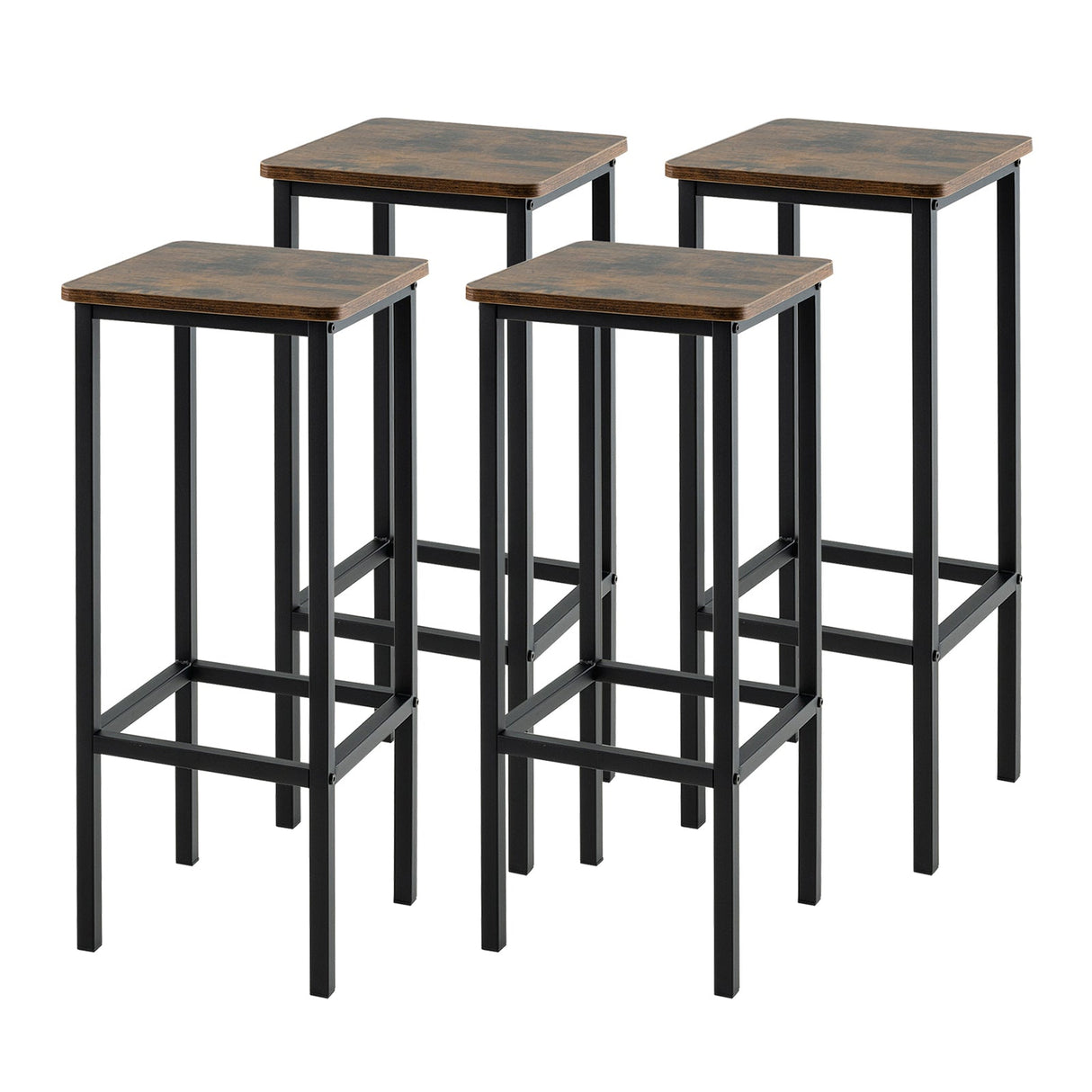 Juego de 4 taburetes de bar con patas y reposapiés de metal - Café