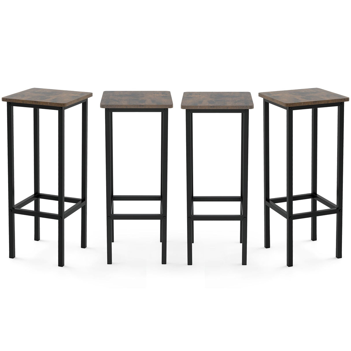 Juego de 4 taburetes de bar con patas y reposapiés de metal - Café