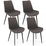Set of 4 Dining Chair Upholstered with Metal Legs and Padded Backs