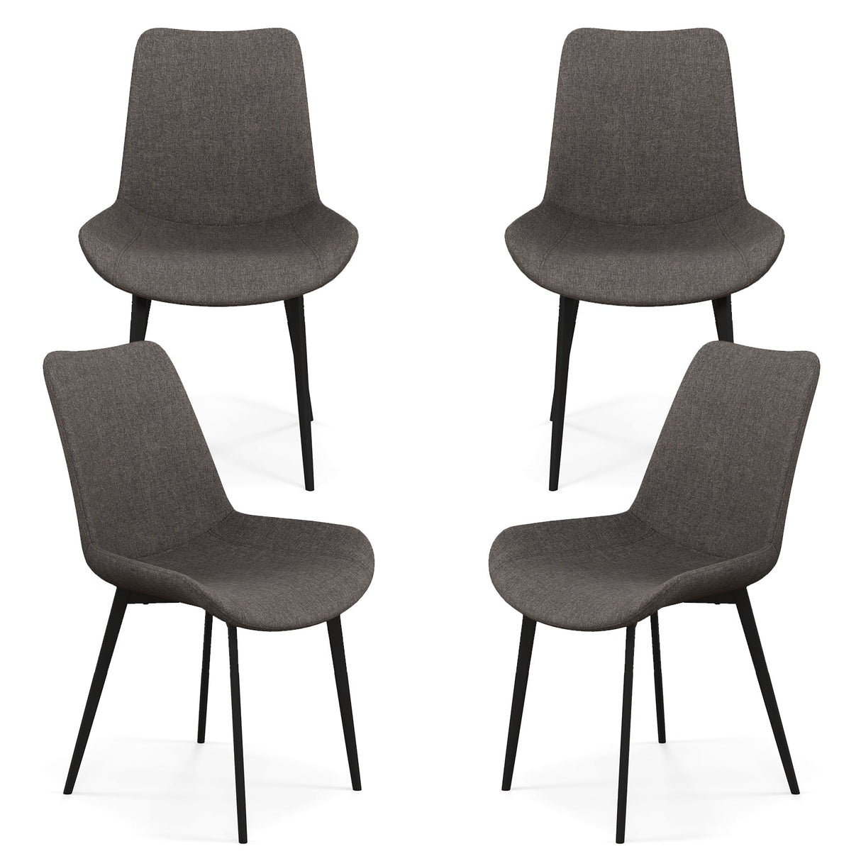 Set of 4 Dining Chair Upholstered with Metal Legs and Padded Backs