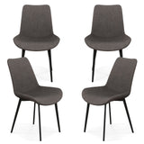 Set of 4 Dining Chair Upholstered with Metal Legs and Padded Backs