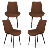 Set of 4 Dining Chair Upholstered with Metal Legs and Padded Backs