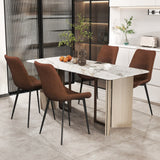 Set of 4 Dining Chair Upholstered with Metal Legs and Padded Backs