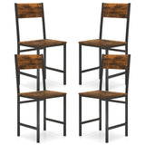 Set of 4 Dining Chairs with Metal Legs and Slanted Back
