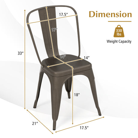 4 Pcs Modern Bar Stools with Removable Back and Rubber Feet-Gun